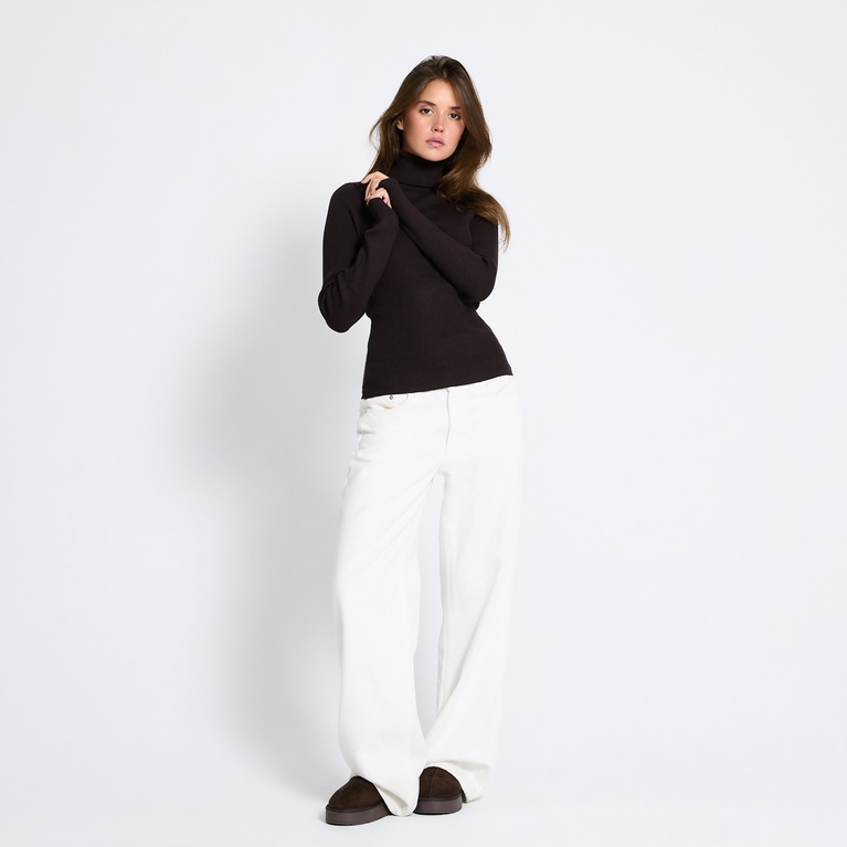 Rib turtleneck sweater "Leyla" Brown
